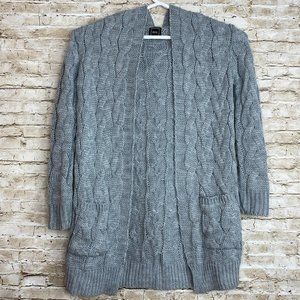 NU Women's Gray Cable Knit Open Cardigan One Size